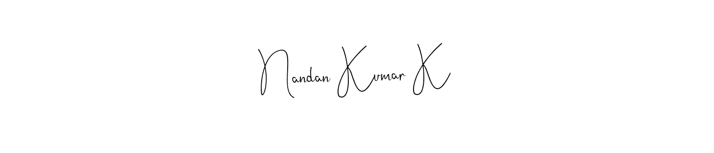 Also You can easily find your signature by using the search form. We will create Nandan Kumar K name handwritten signature images for you free of cost using Andilay-7BmLP sign style. Nandan Kumar K signature style 4 images and pictures png