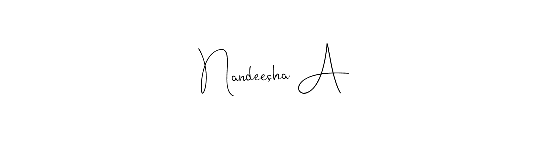 Also You can easily find your signature by using the search form. We will create Nandeesha A name handwritten signature images for you free of cost using Andilay-7BmLP sign style. Nandeesha A signature style 4 images and pictures png