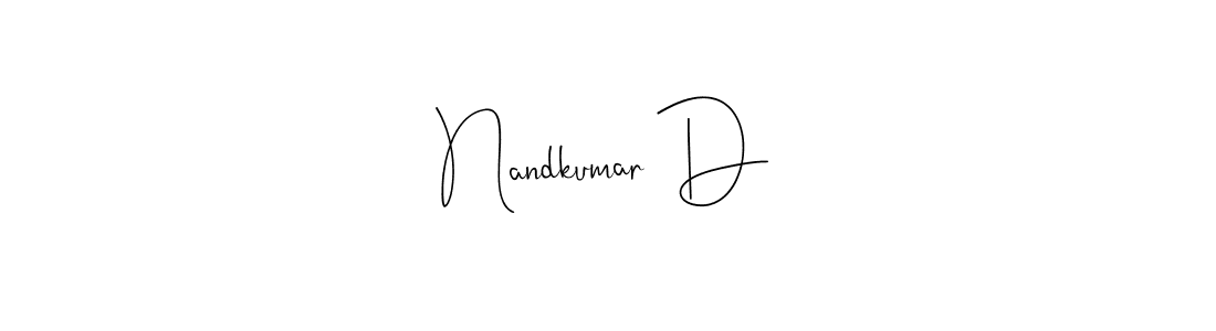 How to make Nandkumar D name signature. Use Andilay-7BmLP style for creating short signs online. This is the latest handwritten sign. Nandkumar D signature style 4 images and pictures png
