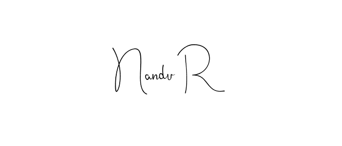if you are searching for the best signature style for your name Nandu R. so please give up your signature search. here we have designed multiple signature styles  using Andilay-7BmLP. Nandu R signature style 4 images and pictures png
