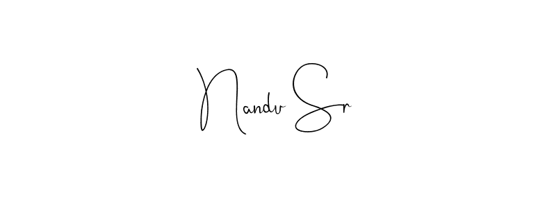 Andilay-7BmLP is a professional signature style that is perfect for those who want to add a touch of class to their signature. It is also a great choice for those who want to make their signature more unique. Get Nandu Sr name to fancy signature for free. Nandu Sr signature style 4 images and pictures png