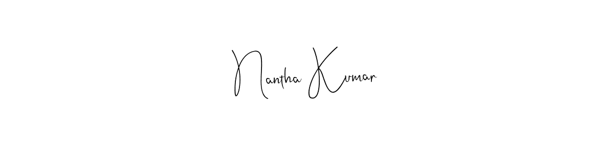 How to make Nantha Kumar name signature. Use Andilay-7BmLP style for creating short signs online. This is the latest handwritten sign. Nantha Kumar signature style 4 images and pictures png
