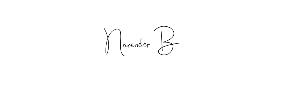 Make a beautiful signature design for name Narender B. With this signature (Andilay-7BmLP) style, you can create a handwritten signature for free. Narender B signature style 4 images and pictures png