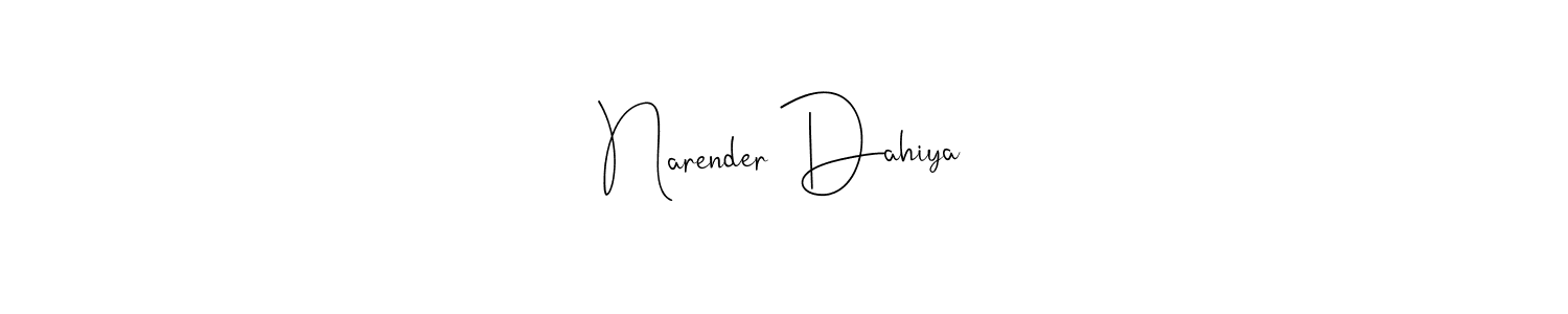 Create a beautiful signature design for name Narender Dahiya. With this signature (Andilay-7BmLP) fonts, you can make a handwritten signature for free. Narender Dahiya signature style 4 images and pictures png