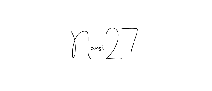 How to make Narsi27 name signature. Use Andilay-7BmLP style for creating short signs online. This is the latest handwritten sign. Narsi27 signature style 4 images and pictures png
