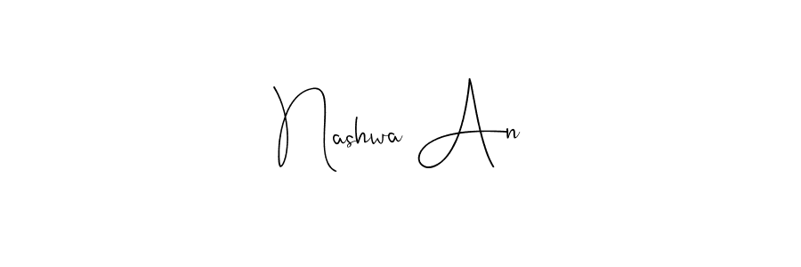 This is the best signature style for the Nashwa An name. Also you like these signature font (Andilay-7BmLP). Mix name signature. Nashwa An signature style 4 images and pictures png