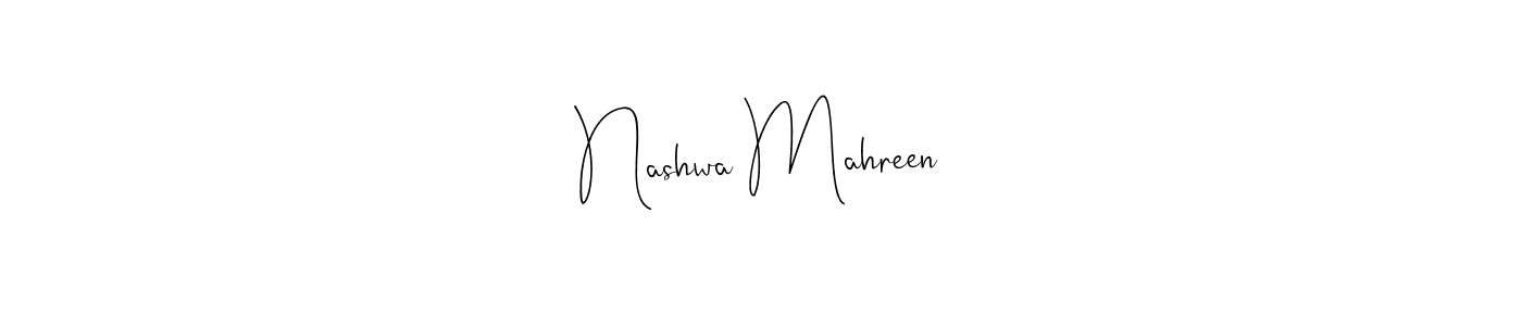 Create a beautiful signature design for name Nashwa Mahreen. With this signature (Andilay-7BmLP) fonts, you can make a handwritten signature for free. Nashwa Mahreen signature style 4 images and pictures png