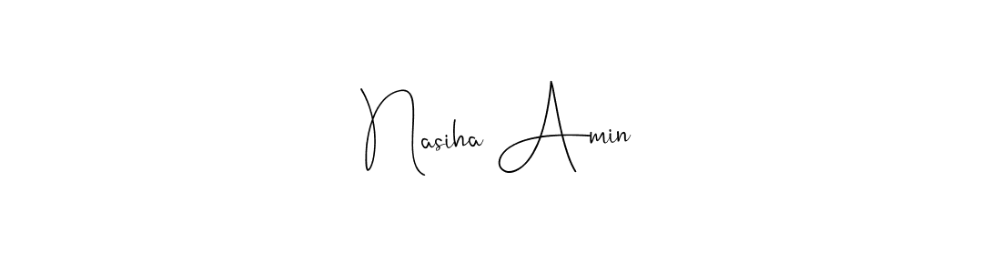 How to make Nasiha Amin name signature. Use Andilay-7BmLP style for creating short signs online. This is the latest handwritten sign. Nasiha Amin signature style 4 images and pictures png