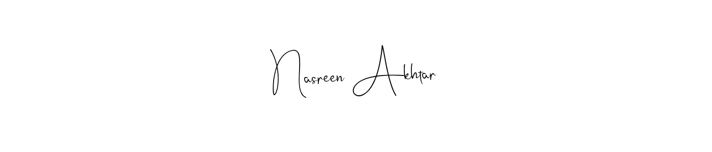 Use a signature maker to create a handwritten signature online. With this signature software, you can design (Andilay-7BmLP) your own signature for name Nasreen Akhtar. Nasreen Akhtar signature style 4 images and pictures png