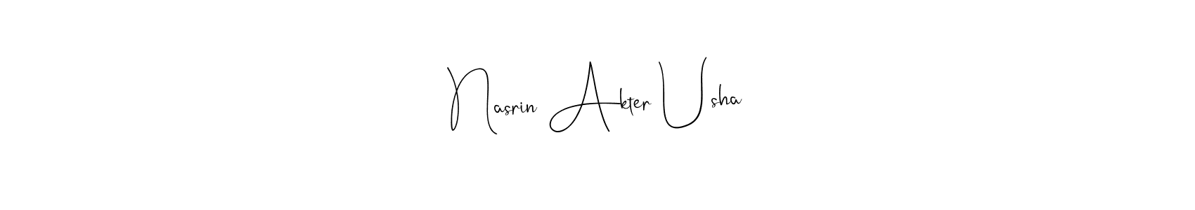 Design your own signature with our free online signature maker. With this signature software, you can create a handwritten (Andilay-7BmLP) signature for name Nasrin Akter Usha. Nasrin Akter Usha signature style 4 images and pictures png