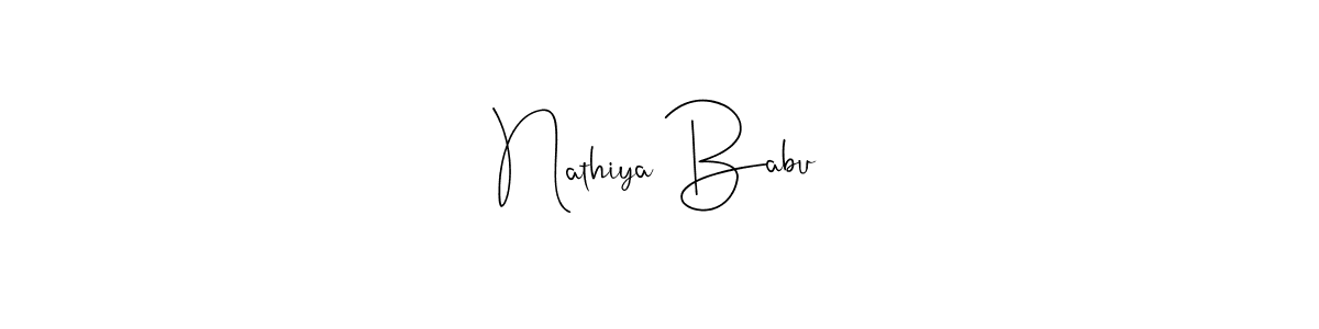 Also we have Nathiya Babu name is the best signature style. Create professional handwritten signature collection using Andilay-7BmLP autograph style. Nathiya Babu signature style 4 images and pictures png