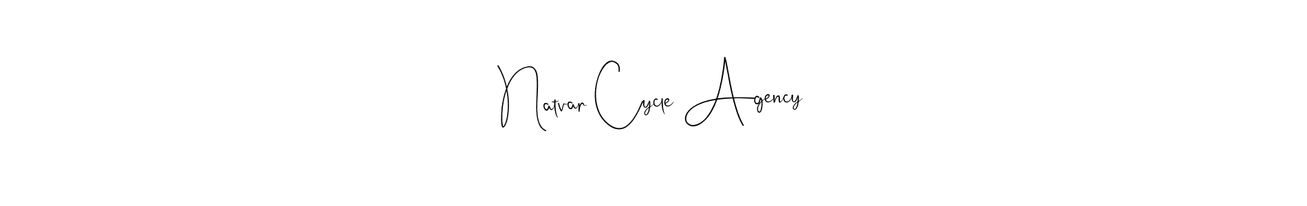 The best way (Andilay-7BmLP) to make a short signature is to pick only two or three words in your name. The name Natvar Cycle Agency include a total of six letters. For converting this name. Natvar Cycle Agency signature style 4 images and pictures png