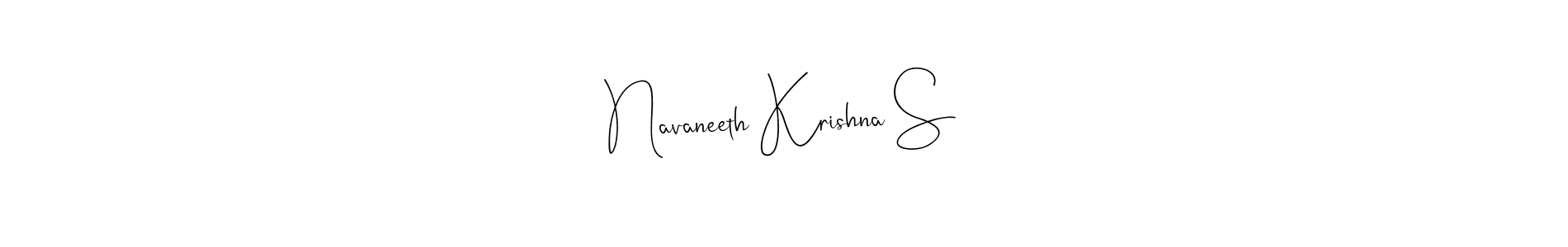 How to make Navaneeth Krishna S name signature. Use Andilay-7BmLP style for creating short signs online. This is the latest handwritten sign. Navaneeth Krishna S signature style 4 images and pictures png