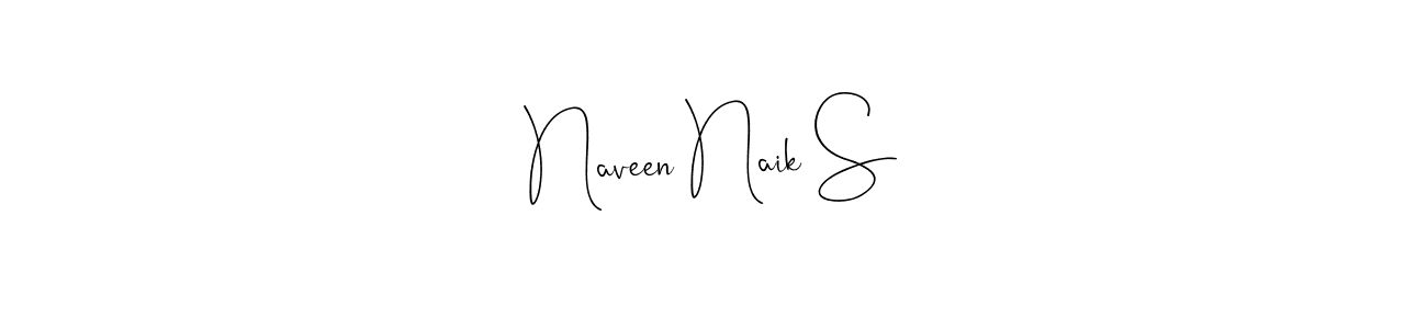How to make Naveen Naik S name signature. Use Andilay-7BmLP style for creating short signs online. This is the latest handwritten sign. Naveen Naik S signature style 4 images and pictures png