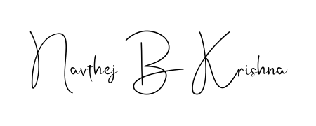 Download transparent PNG signature for name Navthej B Krishna styled with Andilay-7BmLP font. Ready to paste directly into PDF and Word agreements. Navthej B Krishna signature style 4 images and pictures png