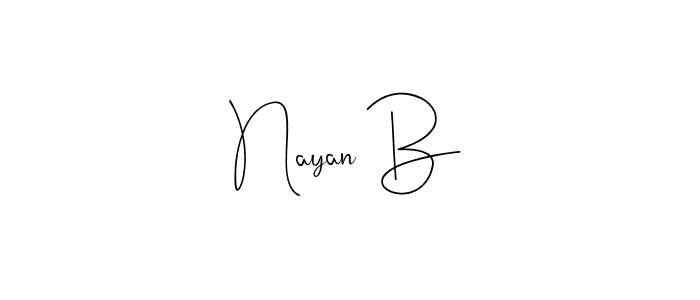 Make a beautiful signature design for name Nayan B. With this signature (Andilay-7BmLP) style, you can create a handwritten signature for free. Nayan B signature style 4 images and pictures png