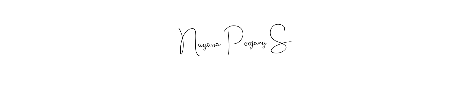 Andilay-7BmLP is a professional signature style that is perfect for those who want to add a touch of class to their signature. It is also a great choice for those who want to make their signature more unique. Get Nayana Poojary S name to fancy signature for free. Nayana Poojary S signature style 4 images and pictures png