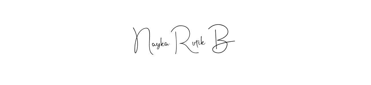 Use a signature maker to create a handwritten signature online. With this signature software, you can design (Andilay-7BmLP) your own signature for name Nayka Rutik B. Nayka Rutik B signature style 4 images and pictures png