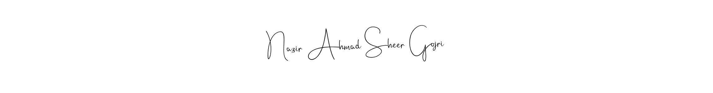 The best way (Andilay-7BmLP) to make a short signature is to pick only two or three words in your name. The name Nazir Ahmad Sheer Gojri include a total of six letters. For converting this name. Nazir Ahmad Sheer Gojri signature style 4 images and pictures png