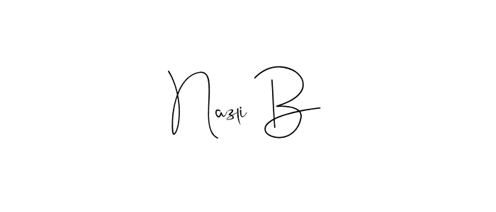 if you are searching for the best signature style for your name Nazli B. so please give up your signature search. here we have designed multiple signature styles  using Andilay-7BmLP. Nazli B signature style 4 images and pictures png