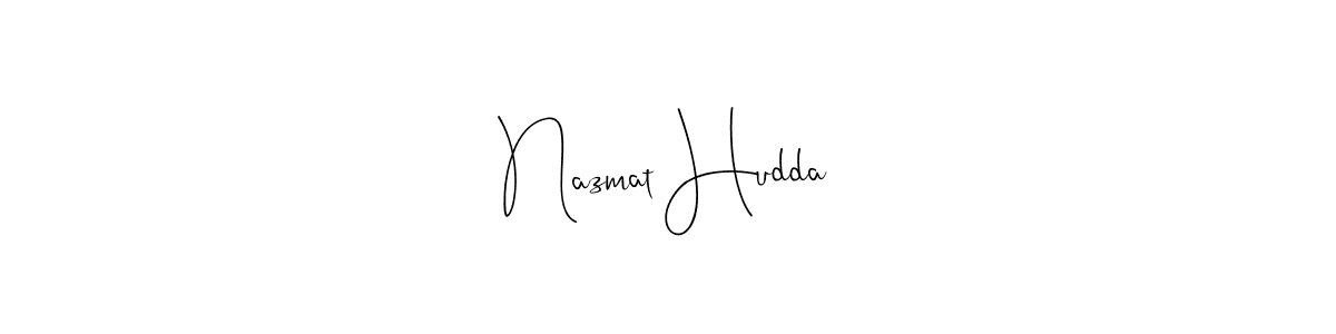 The best way (Andilay-7BmLP) to make a short signature is to pick only two or three words in your name. The name Nazmat Hudda include a total of six letters. For converting this name. Nazmat Hudda signature style 4 images and pictures png