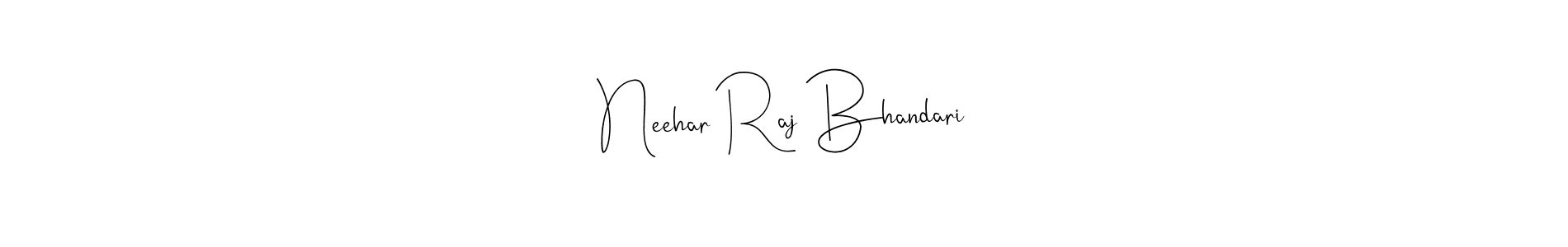 The best way (Andilay-7BmLP) to make a short signature is to pick only two or three words in your name. The name Neehar Raj Bhandari include a total of six letters. For converting this name. Neehar Raj Bhandari signature style 4 images and pictures png