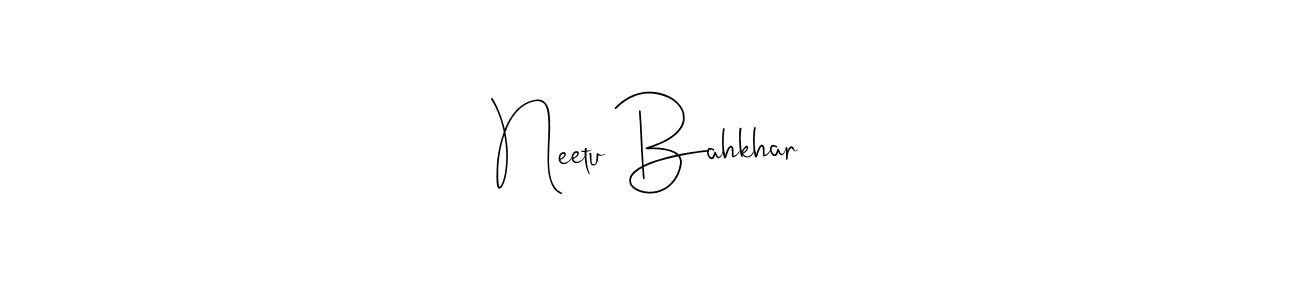 The best way (Andilay-7BmLP) to make a short signature is to pick only two or three words in your name. The name Neetu Bahkhar include a total of six letters. For converting this name. Neetu Bahkhar signature style 4 images and pictures png