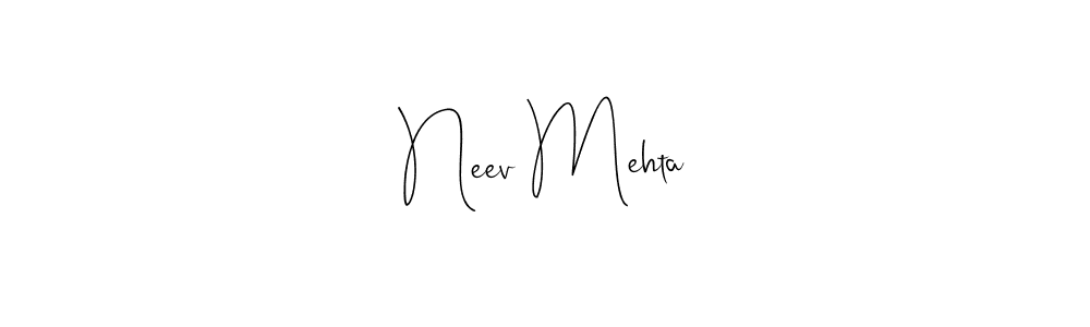 Andilay-7BmLP is a professional signature style that is perfect for those who want to add a touch of class to their signature. It is also a great choice for those who want to make their signature more unique. Get Neev Mehta name to fancy signature for free. Neev Mehta signature style 4 images and pictures png
