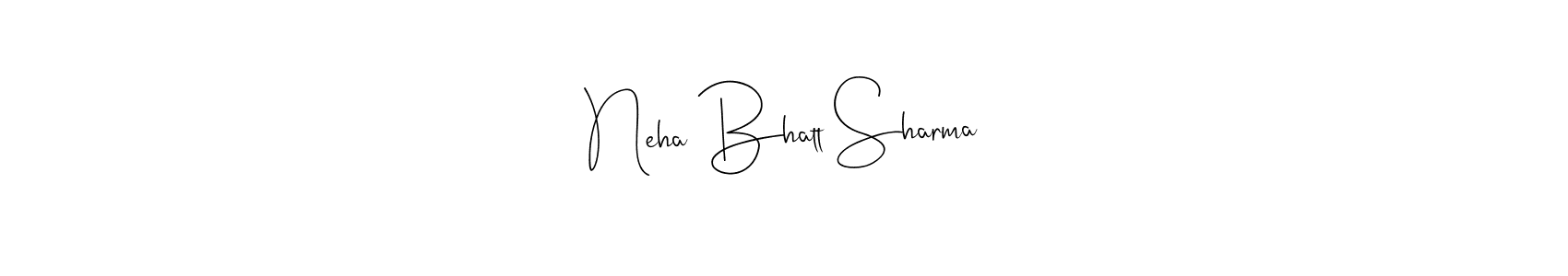 You should practise on your own different ways (Andilay-7BmLP) to write your name (Neha Bhatt Sharma) in signature. don't let someone else do it for you. Neha Bhatt Sharma signature style 4 images and pictures png