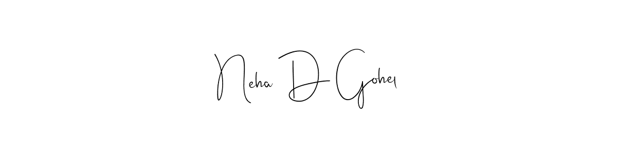 How to make Neha D Gohel name signature. Use Andilay-7BmLP style for creating short signs online. This is the latest handwritten sign. Neha D Gohel signature style 4 images and pictures png