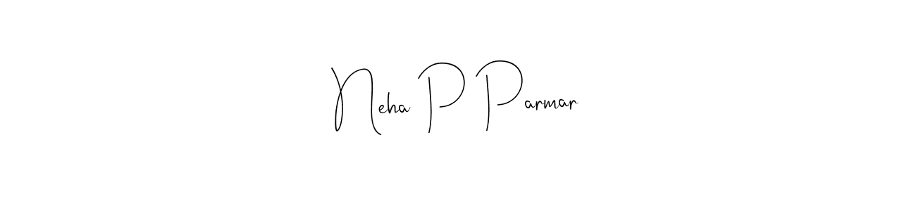 How to make Neha P Parmar name signature. Use Andilay-7BmLP style for creating short signs online. This is the latest handwritten sign. Neha P Parmar signature style 4 images and pictures png