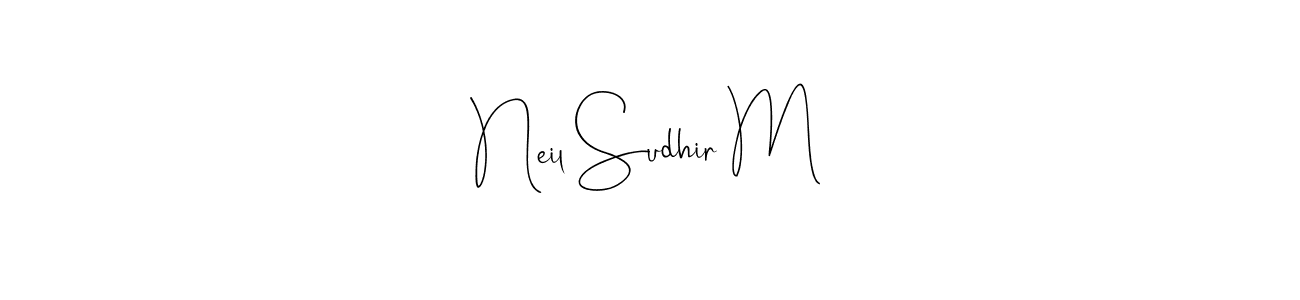 if you are searching for the best signature style for your name Neil Sudhir M. so please give up your signature search. here we have designed multiple signature styles  using Andilay-7BmLP. Neil Sudhir M signature style 4 images and pictures png