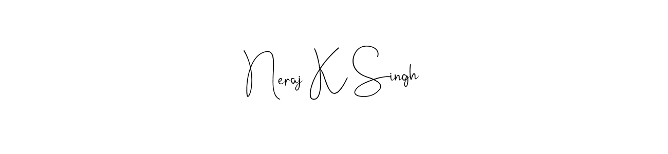 Andilay-7BmLP is a professional signature style that is perfect for those who want to add a touch of class to their signature. It is also a great choice for those who want to make their signature more unique. Get Neraj K Singh name to fancy signature for free. Neraj K Singh signature style 4 images and pictures png