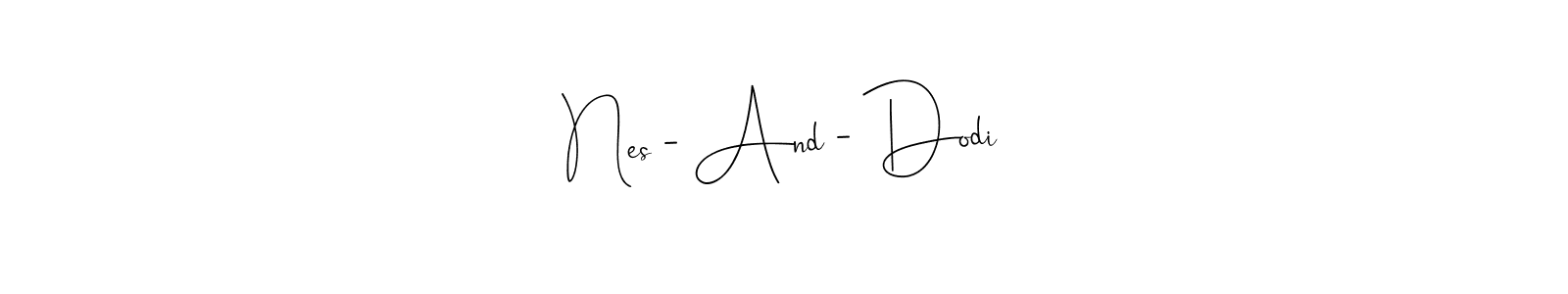 Andilay-7BmLP is a professional signature style that is perfect for those who want to add a touch of class to their signature. It is also a great choice for those who want to make their signature more unique. Get Nes - And - Dodi name to fancy signature for free. Nes - And - Dodi signature style 4 images and pictures png