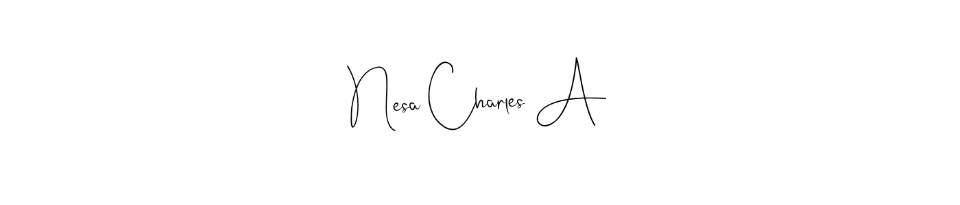Andilay-7BmLP is a professional signature style that is perfect for those who want to add a touch of class to their signature. It is also a great choice for those who want to make their signature more unique. Get Nesa Charles A name to fancy signature for free. Nesa Charles A signature style 4 images and pictures png