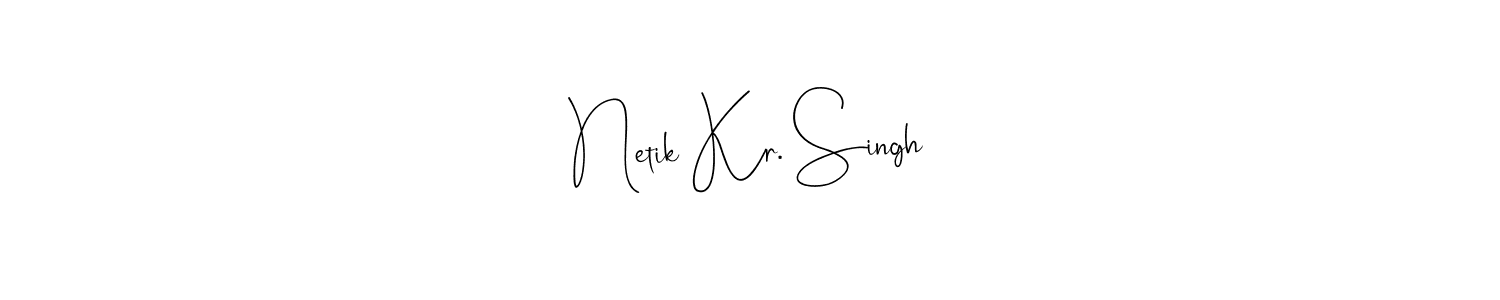 Also You can easily find your signature by using the search form. We will create Netik Kr. Singh name handwritten signature images for you free of cost using Andilay-7BmLP sign style. Netik Kr. Singh signature style 4 images and pictures png