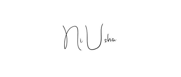 Also You can easily find your signature by using the search form. We will create Ni Usha name handwritten signature images for you free of cost using Andilay-7BmLP sign style. Ni Usha signature style 4 images and pictures png