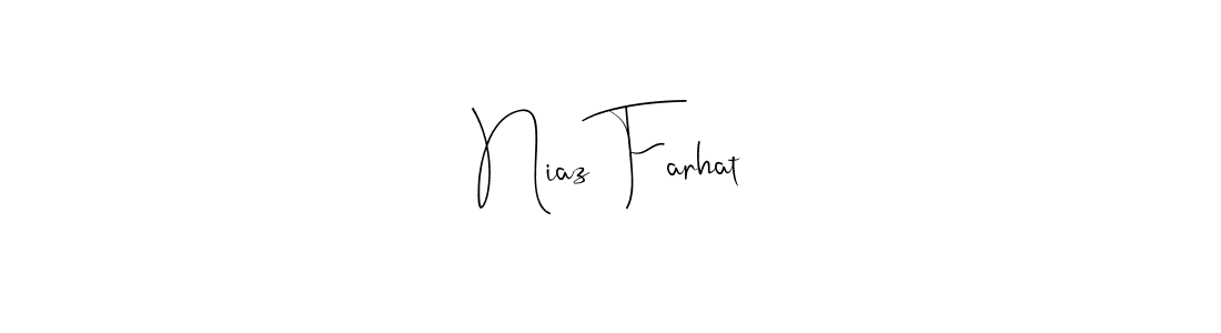 How to make Niaz Farhat name signature. Use Andilay-7BmLP style for creating short signs online. This is the latest handwritten sign. Niaz Farhat signature style 4 images and pictures png