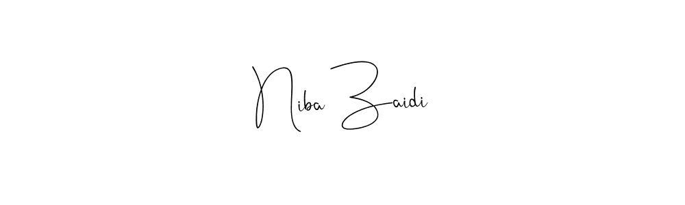 How to make Niba Zaidi name signature. Use Andilay-7BmLP style for creating short signs online. This is the latest handwritten sign. Niba Zaidi signature style 4 images and pictures png