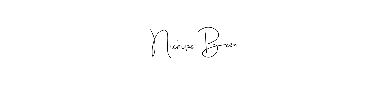 How to make Nicholas Beer name signature. Use Andilay-7BmLP style for creating short signs online. This is the latest handwritten sign. Nicholas Beer signature style 4 images and pictures png