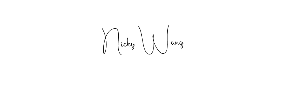 How to make Nicky Wang name signature. Use Andilay-7BmLP style for creating short signs online. This is the latest handwritten sign. Nicky Wang signature style 4 images and pictures png