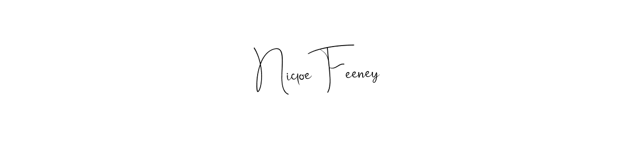 This is the best signature style for the Nicloe Feeney name. Also you like these signature font (Andilay-7BmLP). Mix name signature. Nicloe Feeney signature style 4 images and pictures png