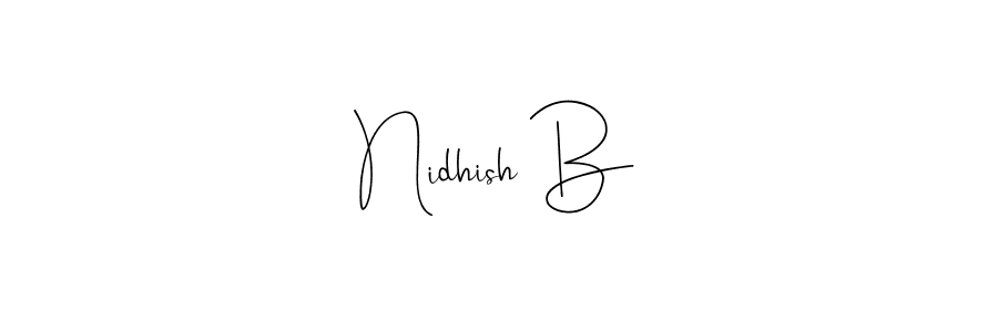 if you are searching for the best signature style for your name Nidhish B. so please give up your signature search. here we have designed multiple signature styles  using Andilay-7BmLP. Nidhish B signature style 4 images and pictures png