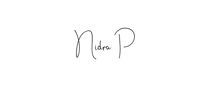 Similarly Andilay-7BmLP is the best handwritten signature design. Signature creator online .You can use it as an online autograph creator for name Nidra P. Nidra P signature style 4 images and pictures png