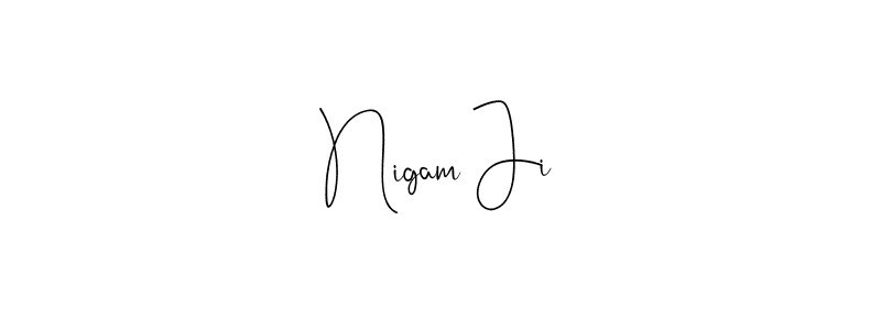 Use a signature maker to create a handwritten signature online. With this signature software, you can design (Andilay-7BmLP) your own signature for name Nigam Ji. Nigam Ji signature style 4 images and pictures png