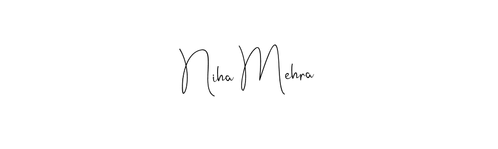 if you are searching for the best signature style for your name Niha Mehra. so please give up your signature search. here we have designed multiple signature styles  using Andilay-7BmLP. Niha Mehra signature style 4 images and pictures png