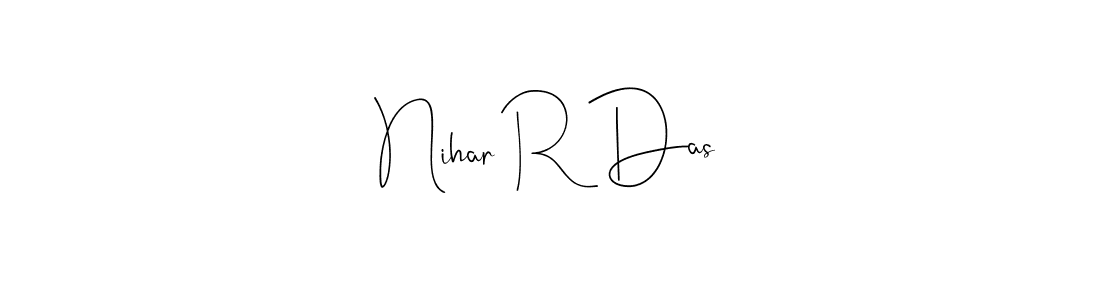 Also You can easily find your signature by using the search form. We will create Nihar R Das name handwritten signature images for you free of cost using Andilay-7BmLP sign style. Nihar R Das signature style 4 images and pictures png