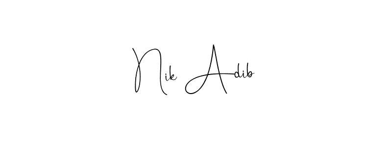 Also You can easily find your signature by using the search form. We will create Nik Adib name handwritten signature images for you free of cost using Andilay-7BmLP sign style. Nik Adib signature style 4 images and pictures png