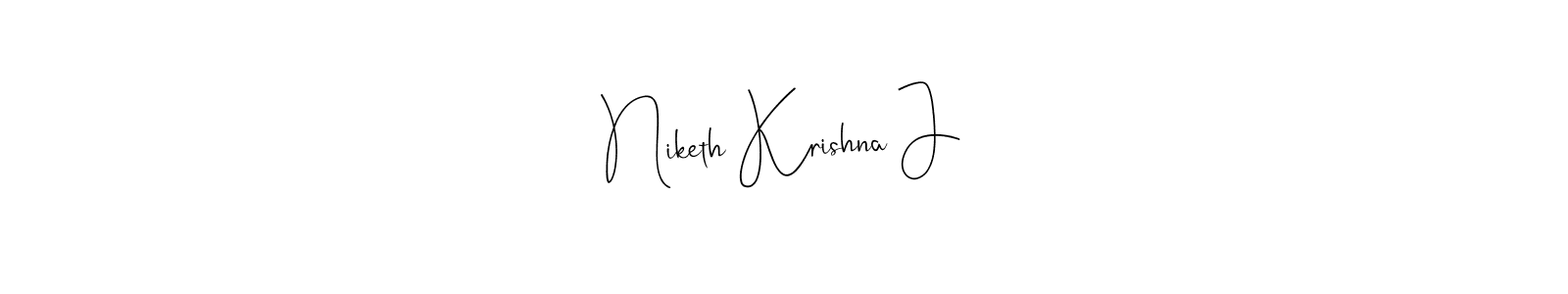 Andilay-7BmLP is a professional signature style that is perfect for those who want to add a touch of class to their signature. It is also a great choice for those who want to make their signature more unique. Get Niketh Krishna J name to fancy signature for free. Niketh Krishna J signature style 4 images and pictures png