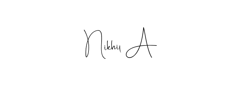 This is the best signature style for the Nikhil A name. Also you like these signature font (Andilay-7BmLP). Mix name signature. Nikhil A signature style 4 images and pictures png